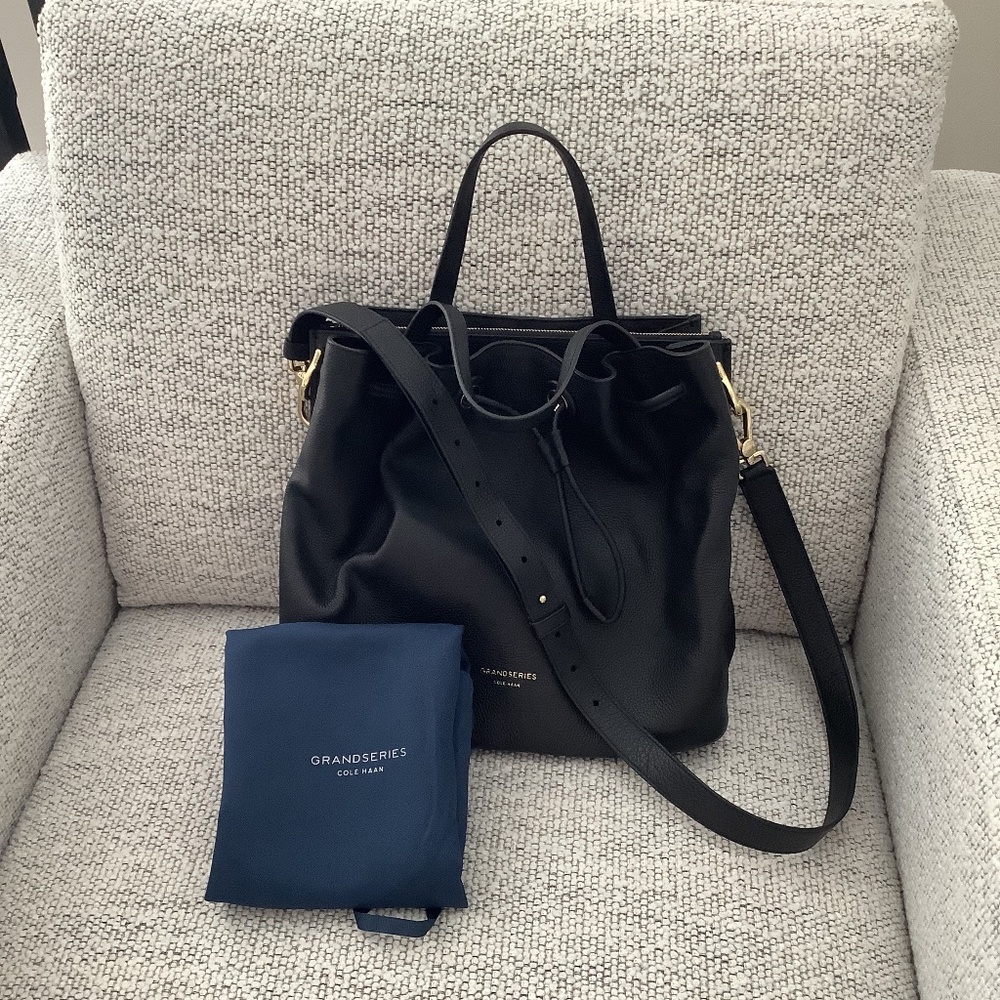 Like New! Cole Haan Black Leather Satchel with Dustbag